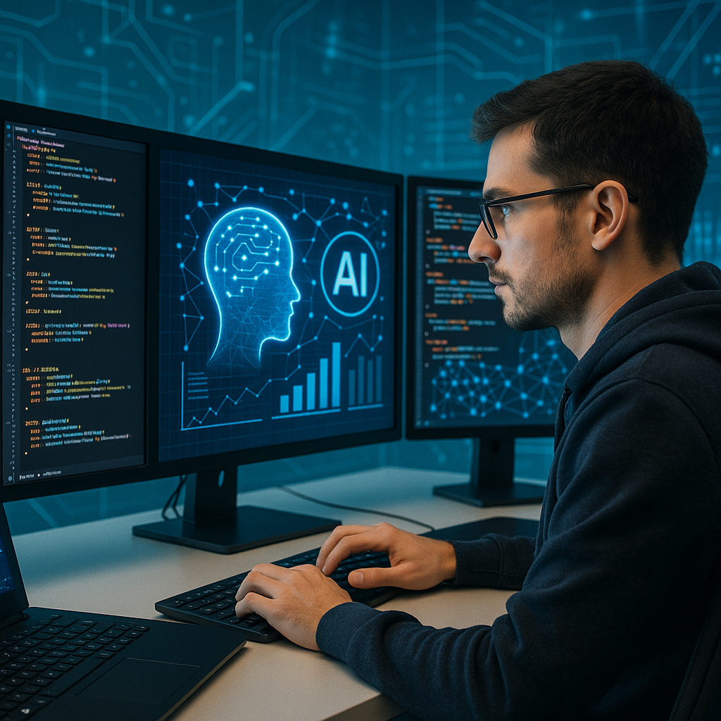 Desarrollador web utilizando inteligencia artificial en su trabajo