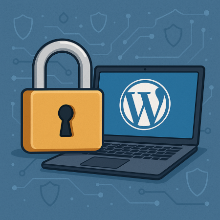 Seguridad en WordPress con candado y logo de WordPress